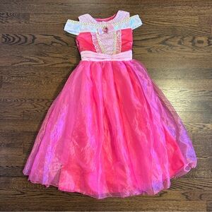 Girls Sleeping Beauty Aurora Play Dress Costume Pink 10